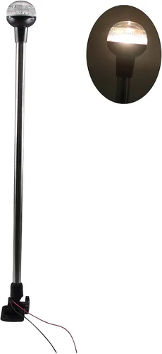 Vista 8 de Pactrade Marine SS 25 pulgadas LED RV ajustable plegable todo redondo 360 grados poste de popa luz de anclaje luz de anclaje para pontón, barco