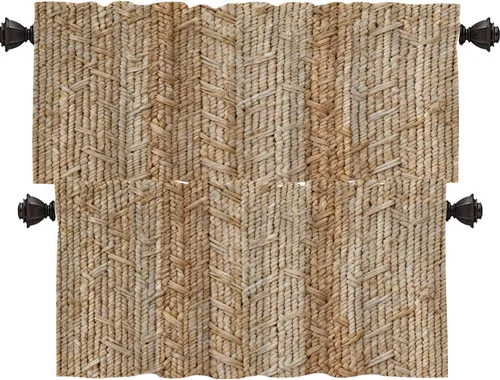Vista 23 de Shrahala Cortinas rústicas de granja para ventanas de cocina, textura de cesta tejida, paneles de cortina rústica para ventana de granja, poliéster