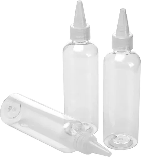 Vista 6 de MOUYAT 80 botellas de plástico de 4 onzas a granel con tapa superior giratoria, botellas de plástico transparente de 4.1 fl oz para condimentos