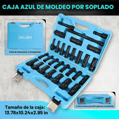 Vista 2 de Juego de llaves de impacto de 1/2", juego de llaves de impacto profundo de 29 piezas, CR-MO SAE y métrico