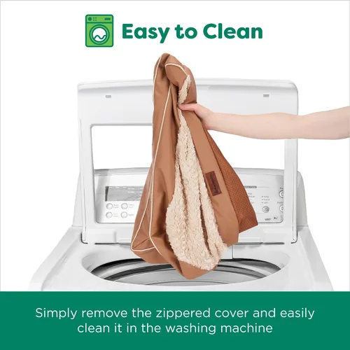 Vista 7 de Furhaven Sofá cama ortopédico para perro, sofá de espuma viscoelástica con refuerzos, felpa texturizada y funda resistente al agua, funda lavable