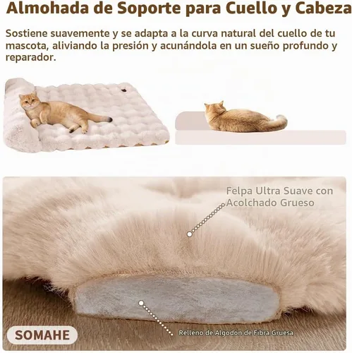 Vista 4 de SOMAHE Cama para gatos y alfombrilla para perros pequeños, almohada elevada Blanco
