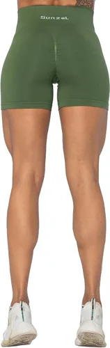 Vista 6 de Sunzel Pantalones cortos sin costuras para mujer, pantalones cortos de entrenamiento de 5 pulgadas, cintura alta, elásticos, para gimnasio, yoga
