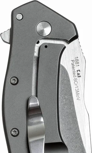 Vista 7 de Kershaw Eris, cuchillo de bolsillo con punta filosa y apertura asistida rápida y segura, gris EDC con apertura asistida, bolsillo reversible