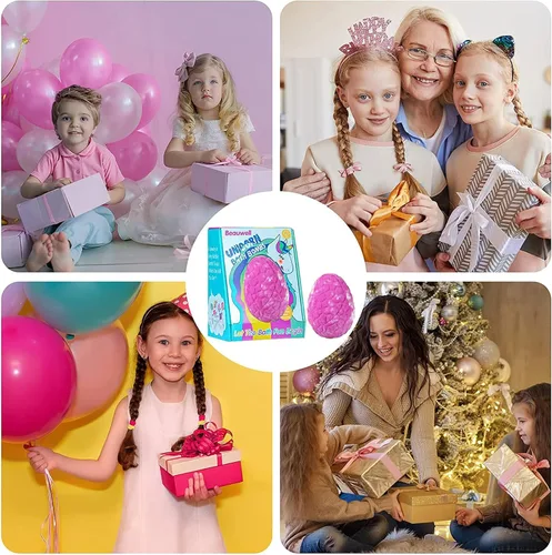 Vista 5 de Bombas de baño para niños, bombas de baño XXXL con sorpresa en el interior, regalos de unicornios para niñas, baño de burbujas orgánico natural