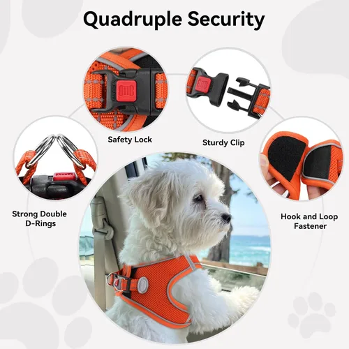 Vista 53 de Joytale Arnés para Perros Pequeños, Chaleco de Malla Transpirable Step-in, Arneses Acolchados Suaves Reflectantes para Gatos y Perros Cachorros