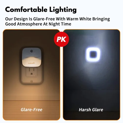 Vista 3 de LuxLumin Las luces LED nocturnas se enchufan a la pared con sensor de atardecer a amanecer, se encienden y apagan automáticamente, luz nocturna