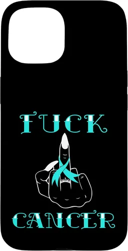 Vista 6 de Fuck Cancer Tattoos Survivor Teal Ribbon Ovarian Cancer Case for iPhone 16