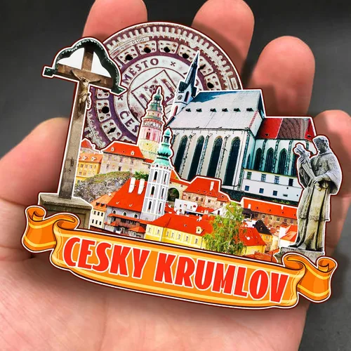 Vista 4 de Cesky Krumlov Europe - Imanes de madera 3D para nevera de viaje, decoraciones coleccionables de recuerdos, manualidades hechas a mano