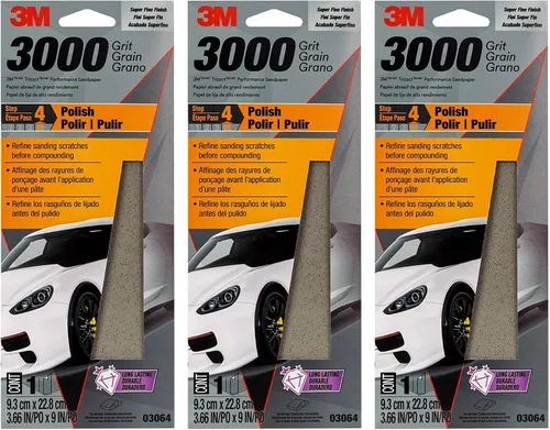 Vista 2 de 3 M Trizact 3-2/3 pulgadas x 9 pulgadas 3000 Grit Papel de lija de rendimiento, 1