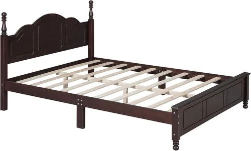 Vista 6 de Harper & Bright Designs Cama de plataforma tamaño Queen con cabecero, marco de cama de madera de estilo retro con soporte de listones, camas