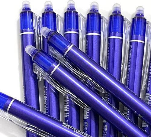 Vista 4 de sencoo Paquete de 5 bolígrafos de gel azul borrables retráctiles y borrables de tinta azul para estudiantes, papelería, oficina, premios escolares
