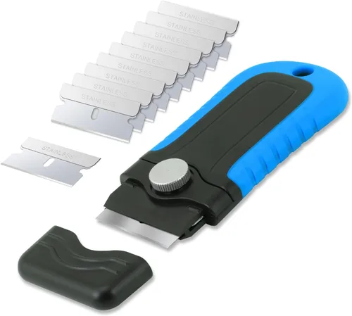 Vista 13 de Herramienta raspadora de hoja de afeitar con contenedor de almacenamiento de cuchillas, raspador de estufa de vidrio con 10 piezas de cuchillas