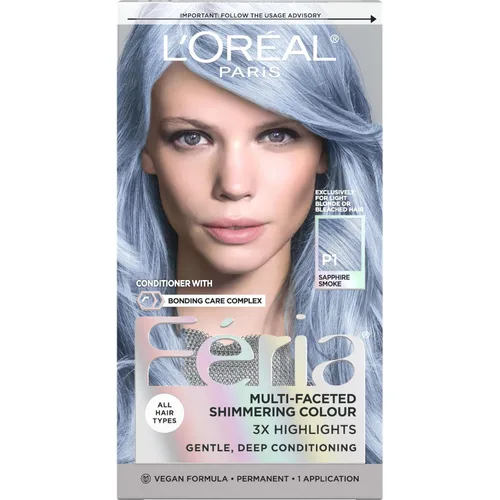 Vista 55 de L'Oreal Paris Feria - Tinte permanente brillante multifacético para el cabello, tinte de alta intensidad para reflejos 3X, 10 negro azabache