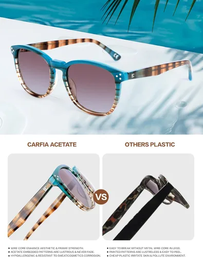 Vista 50 de Gafas de sol polarizadas para mujer con protección UV para mujer, a la moda, grandes sombras con marco de acetato BC2110