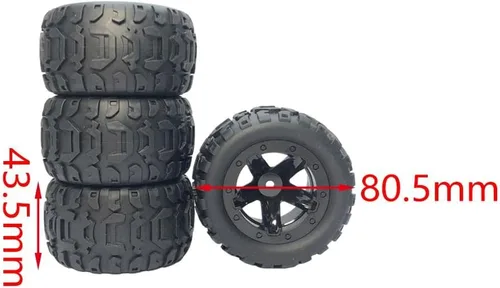 Vista 3 de NC Neumáticos de coche RC 1/16 1/12 1/14 modelo de montaje para 124019 para HBX 16889 124018, negro