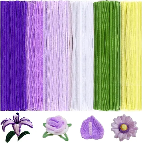 Vista 12 de Limpiapipas pastel, 500 unidades, 10 tallos de chenilla surtidos para manualidades Esquema de color de caramelo de macaron