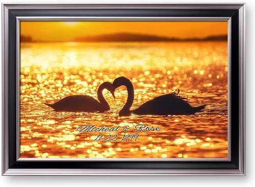 Vista 195 de A&T ARTWORK Love on Beach - Impresión fotográfica personalizada, incluye nombres y la fecha, regalo único para el aniversario de boda. Alfombrillas