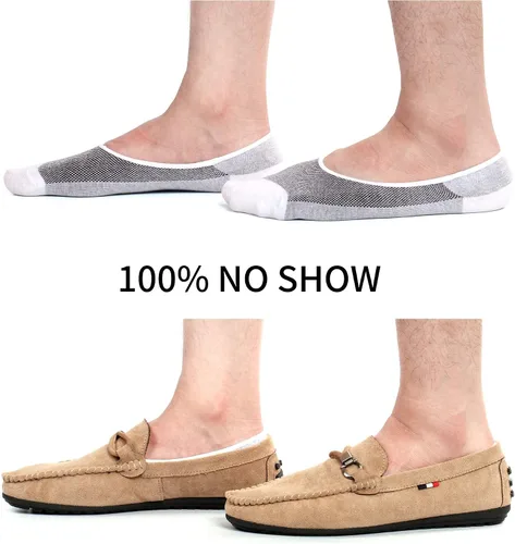 Vista 5 de ADFOLF Paquete de 9 calcetines invisibles para hombre, casuales, de corte bajo, finos, antideslizantes, forros para barco