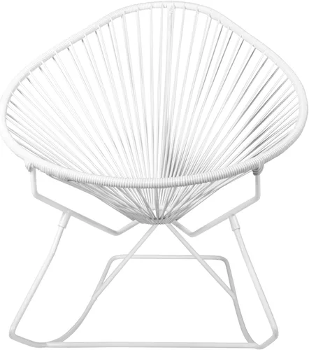 Vista 24 de Innit Designs Acapulco - Silla mecedora con estructura cromada, color turquesa, tejido naranja Verde
