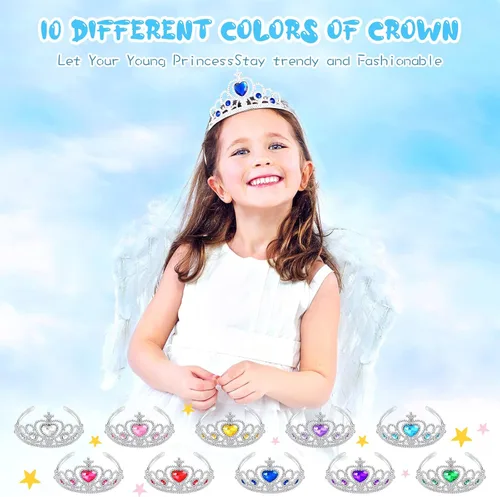 Vista 11 de Juego de 30 tiaras de corona de princesa para niñas, tiaras de plástico a granel, disfraz de fiesta, accesorios de cumpleaños para niños
