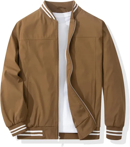 Vista 9 de Chaqueta bomber para hombre, casual, elegante, ligera, cortavientos, primavera, otoño, chaquetas de moda