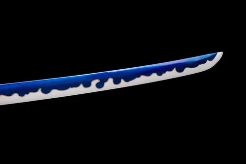 Vista 5 de Espada katana samurái japonesa, acero de alto carbono 1060 tradicional hecha a mano, llama azul espiga completa