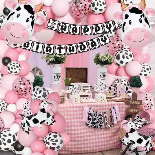 Vista 6 de Amandir Kit de arco de guirnalda de globos de vaca rosa, 117