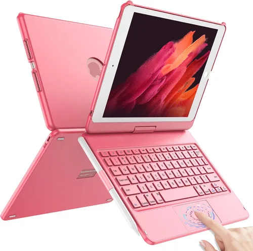 Vista 11 de TQQ Touch Funda para iPad de 9ª generación con teclado (10.2 pulgadas, 2021), trackpad multitáctil, cubierta protectora giratoria de 360°