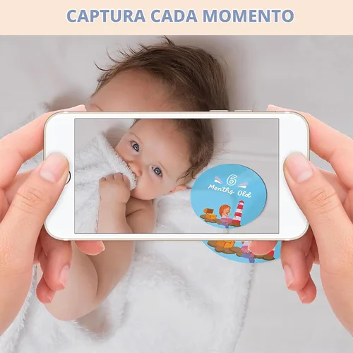 Vista 8 de RubyRoo Baby Calcomanías de hitos – Calcomanías mensuales para niña – Paquete de 28 – Incluye 12 hitos mensuales, 1er año y primeras vacaciones