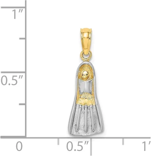 Vista 2 de Jewels By Lux 14K Yellow Gold Rhodium 3D Scuba Flipper Pendant