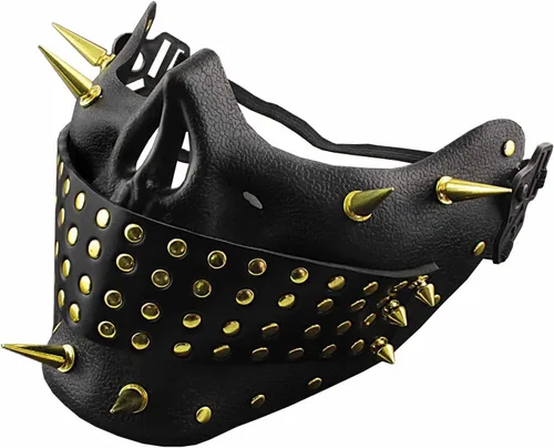 Vista 2 de Máscara de media cara de calavera Cosplay CS Sport Biker Punk Rock Masque Negro, Negro