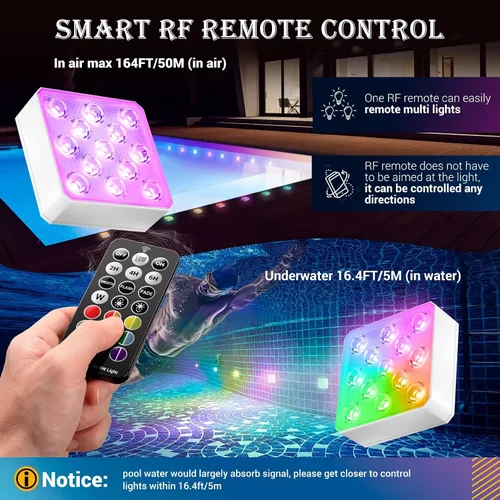 Vista 3 de LOFTEK Luces LED sumergibles con control remoto, recargable, cambio de color RGB, luz impermeable para piscina, base de jarrón, spa, acuario