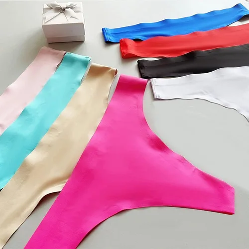 Vista 4 de Tangas deportivas sin costuras para mujer ropa interior de yoga de seda de hielo paquete de 5