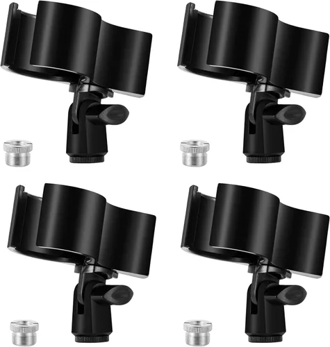 Vista 8 de BILIONE 1 pieza de clip versátil para micrófono, soporte ajustable para micrófonos con diámetro exterior entre 32mm y 60mm, con adaptador de Blanco