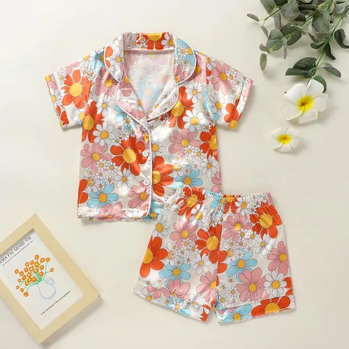 Vista 16 de Conjunto de pijama de manga larga con botones para niña pequeña, conjunto de ropa de dormir