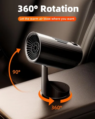 Vista 4 de Calefactor de coche, 12V, calentador portátil con enchufe para ventiladores de calefacción y refrigeración, pequeño descongelador para parabrisas
