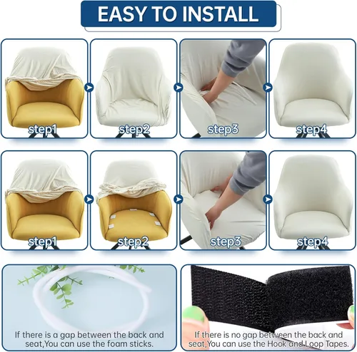 Vista 5 de Iauddy Funda de Silla Giratoria de Acento para Comedor para Oficina, Funda Elástica para Silla de Escritorio de Oficina de Respaldo Medio Protector