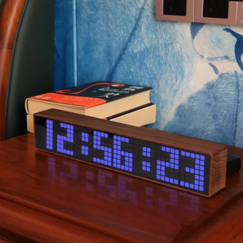 Vista 3 de Adventurers Relojes despertadores digitales para dormitorios, relojes de nogal negro para sala de estar con números grandes, brillo automático