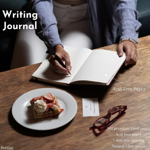 Vista 7 de SETTINI® Diario rayado – Diario de gato para escribir, juego de regalo – Cuero vegano de tapa dura, incluye bolígrafo de lujo en un soporte único