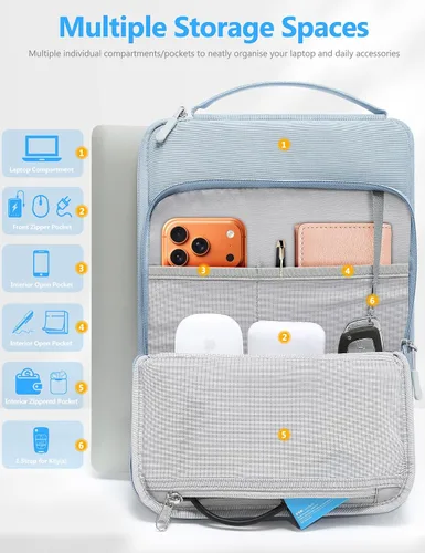 Vista 3 de HYZUO Funda para laptop de 14-15 pulgadas para MacBook Air 15 M5 Azul pálido