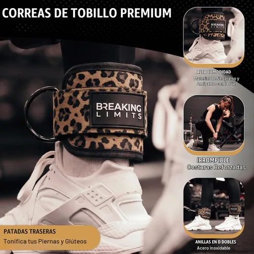 Vista 2 de BREAKING LIMITS Correas de tobillo para máquinas de cable para mujeres, juego de correas de tobillo para glúteos, accesorios de tobillo