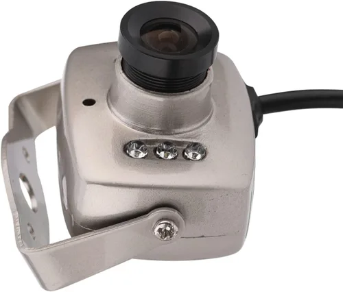 Vista 7 de Dpofirs Mini cámara CCTV analógica con cable, lente gran angular de 0.142 in, cámara de video de audio para estacionamiento de hotel residencial