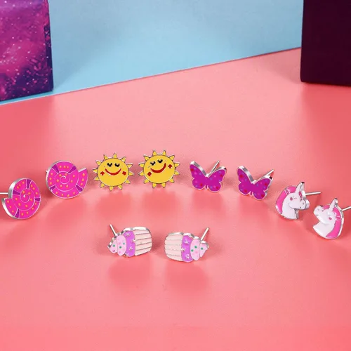 Vista 6 de 243033 Pairs Hypoallergenic Earrings for Girls Sensitive Ears Studs Set - Cute Earrings for Teen Girls - CZ Stud Earrings for Little Girls - Animal