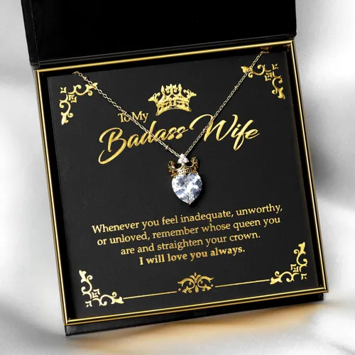 Vista 5 de Aphrodite's Gifts for Wife, To My Wife - Luxe Crown, Luxe Heart Necklaces for Women, Necklace for Wife From Husband, Anniversary Day Gifts for Wife