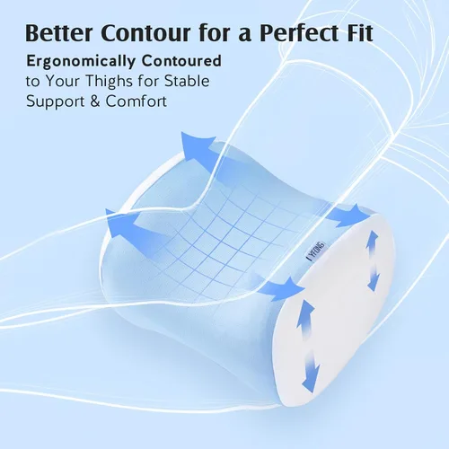 Vista 4 de YFONG Almohada de rodilla para dormir de lado, almohada transpirable de espuma viscoelástica con correa ajustable para embarazo, alineación