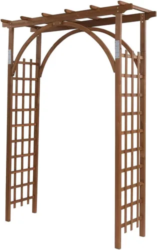 Vista 7 de Flandre Cenador de jardín de madera, arco de boda para ceremonia, enrejado de jardín de madera para escalar plantas, patio, césped, patio, fiesta