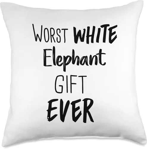 Vista 5 de Worst White Elephant Gift Ever Funny Present Xmas Peor almohada de elefante blanco para regalo, 16 x 16 pulgadas, multicolor