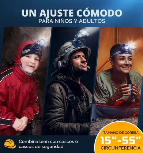 Vista 3 de DanForce Linterna frontal. Lámpara LED recargable por USB para la cabeza. Linterna frontal ultra brillante LUMINUS de 1080 lúmenes + luz roja.