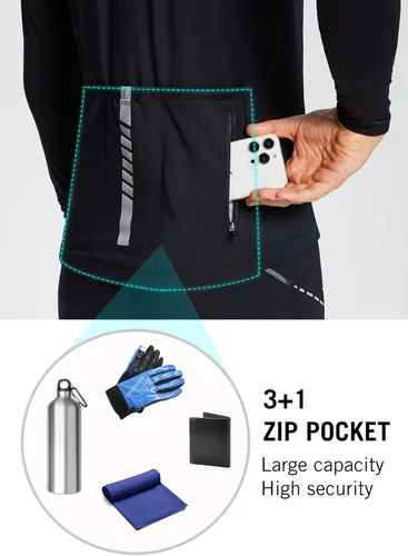 Vista 4 de BALEAF Camiseta de ciclismo de manga larga para hombre para ciclismo de carretera para bicicleta de montaña bolsillos con cremallera completa UPF50